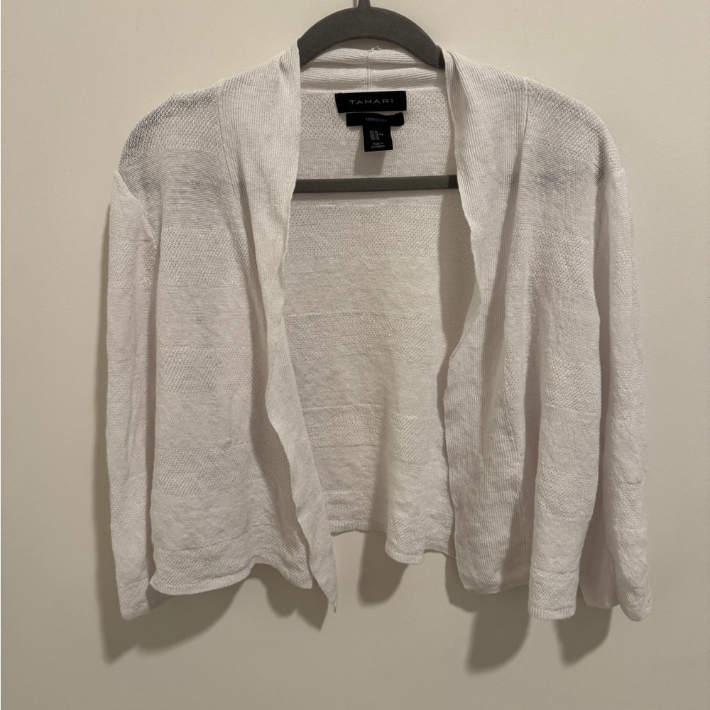 Tahari Women's Cream Open-Front Shrug